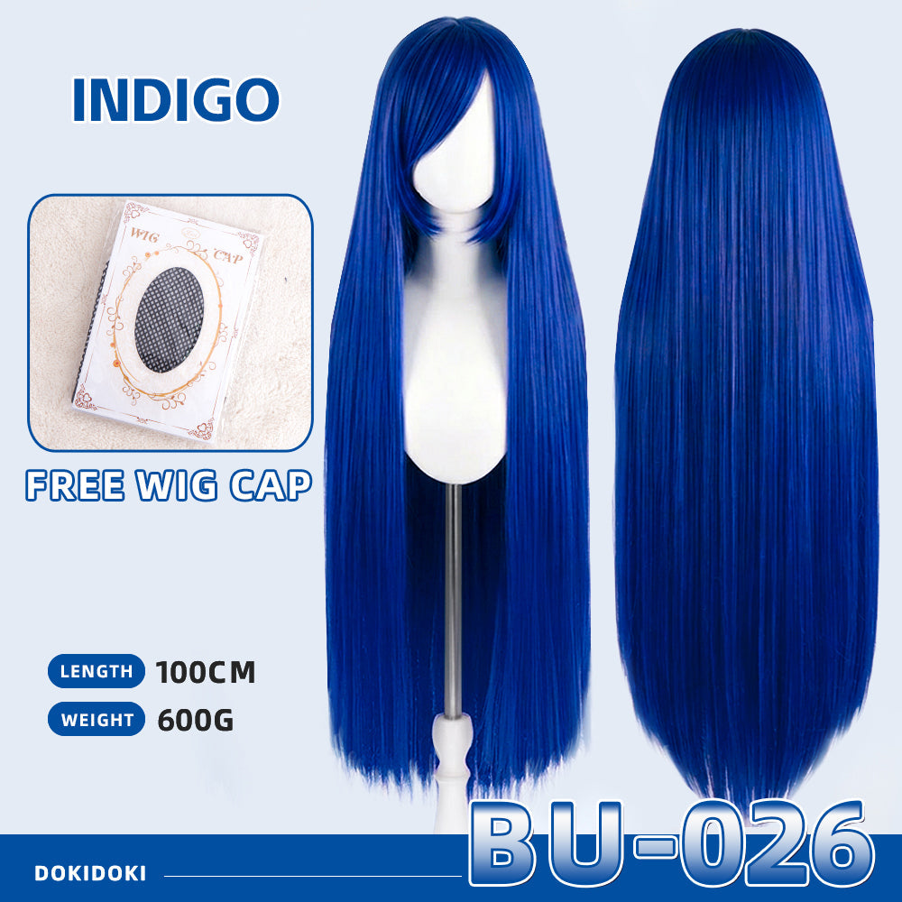 【Partially Ready For Ship】【Blue】DokiDoki Cosplay Wig Basic Wig Long Straight Blue 100 CM Hair Wig Base