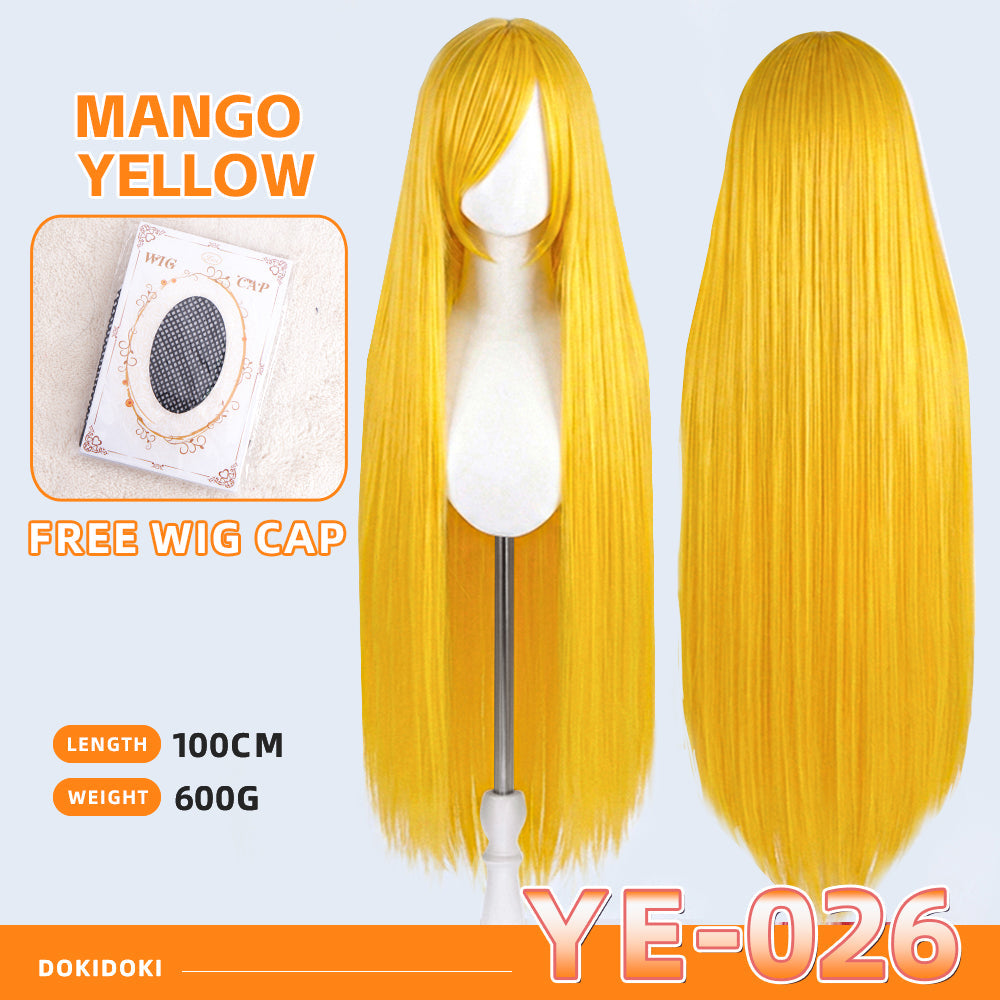 【Partially Ready For Ship】【Yellow】DokiDoki Cosplay Wig Basic Wig Long Straight Yellow 100 CM Hair Wig Base