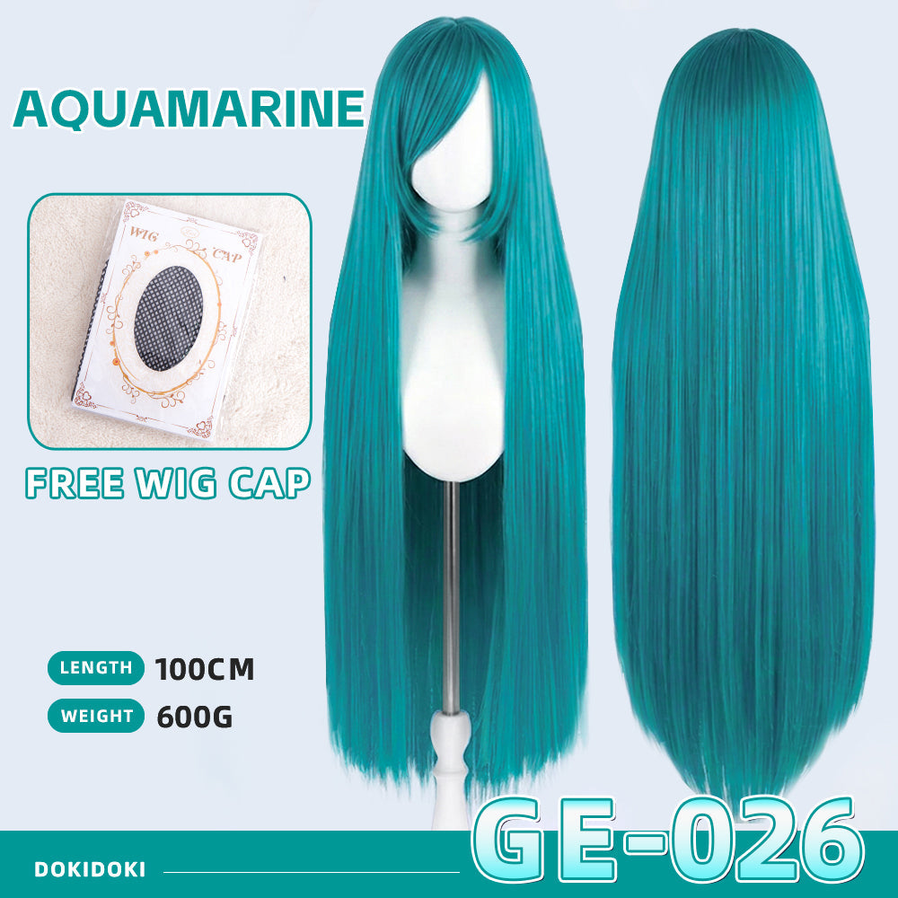 【Partially Ready For Ship】【Green】DokiDoki Cosplay Wig Basic Wig Long Straight Green 100 CM Hair Wig Base