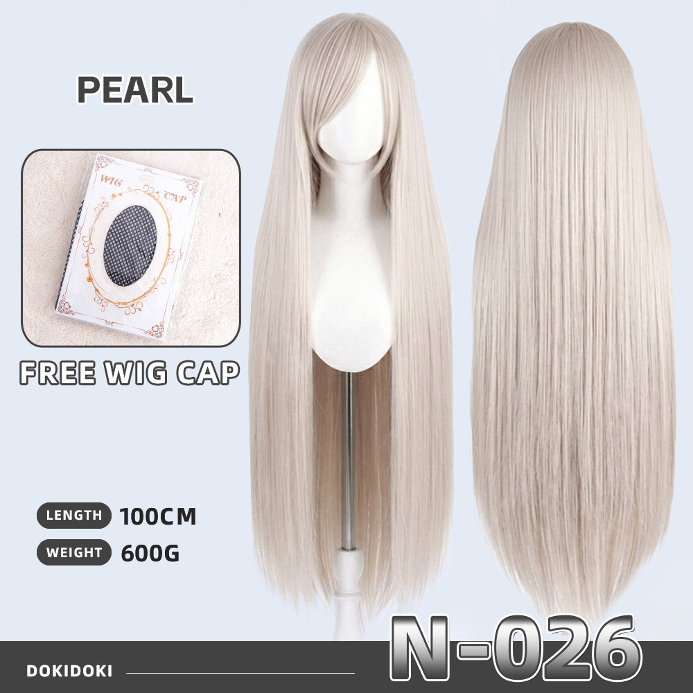【Partially Ready For Ship】DokiDoki Cosplay Wig Basic Wig Long Straight Black White Silver 100 CM Hair Wig Base