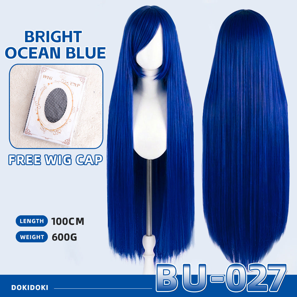 【Partially Ready For Ship】【Blue】DokiDoki Cosplay Wig Basic Wig Long Straight Blue 100 CM Hair Wig Base