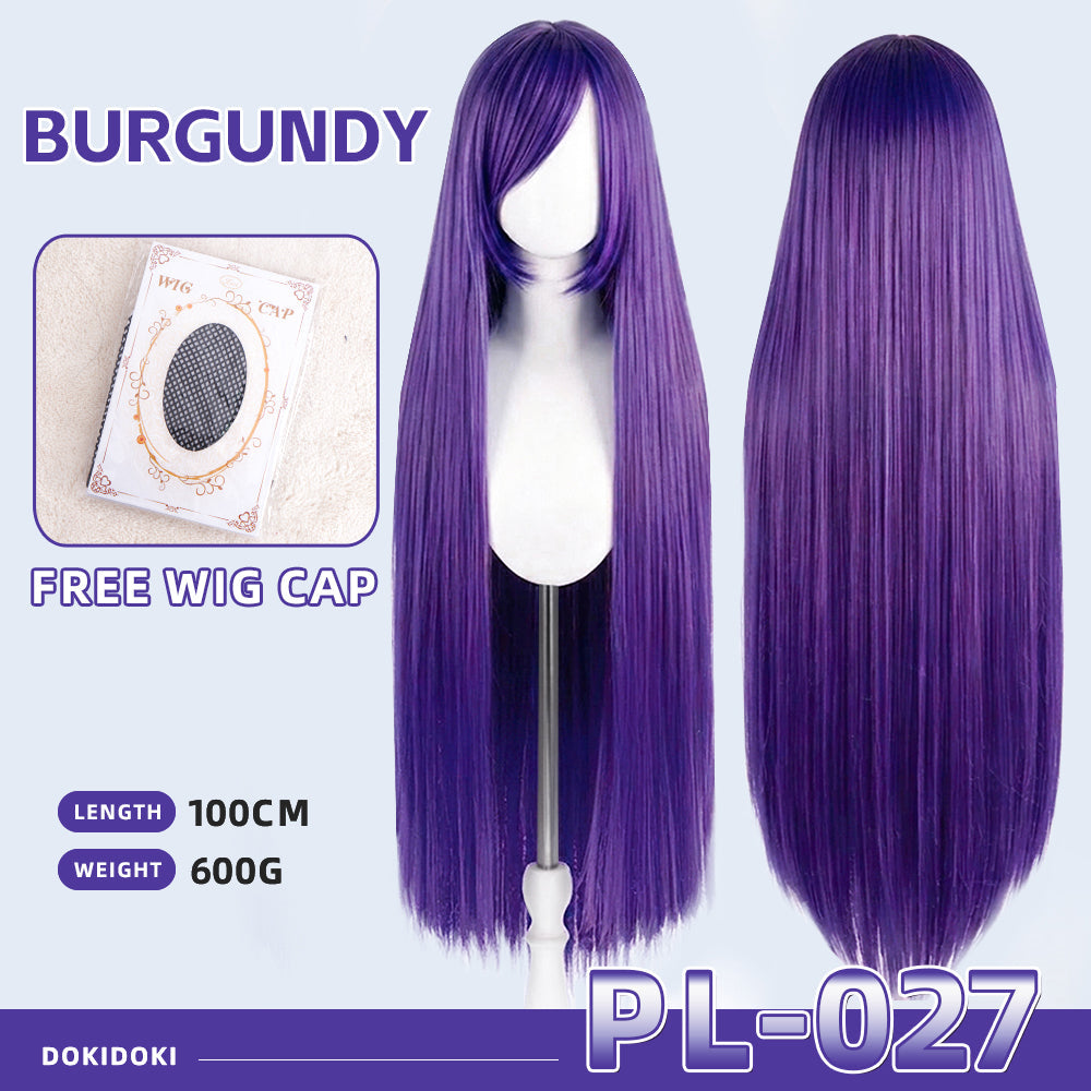 【Partially Ready For Ship】【Purple】DokiDoki Cosplay Wig Basic Wig Long Straight Purple 100 CM Hair Wig Base