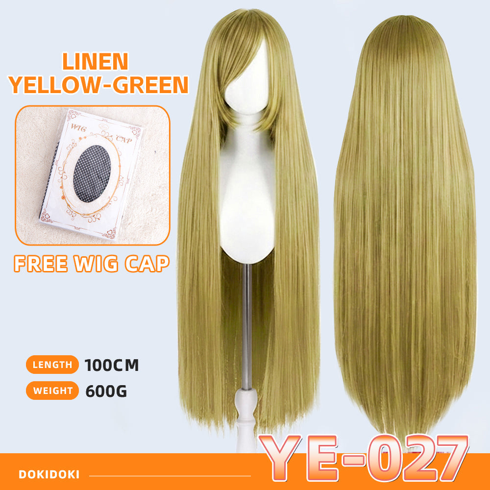 【Partially Ready For Ship】【Yellow】DokiDoki Cosplay Wig Basic Wig Long Straight Yellow 100 CM Hair Wig Base