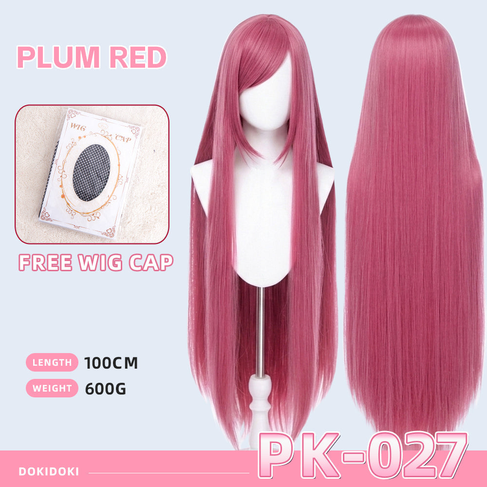 【Ready For Ship】【Pink】DokiDoki Cosplay Wig Basic Wig Long Straight Pink 100 CM Hair Wig Base