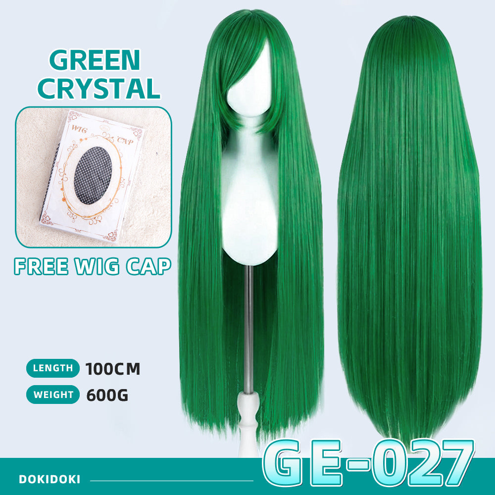 【Partially Ready For Ship】【Green】DokiDoki Cosplay Wig Basic Wig Long Straight Green 100 CM Hair Wig Base