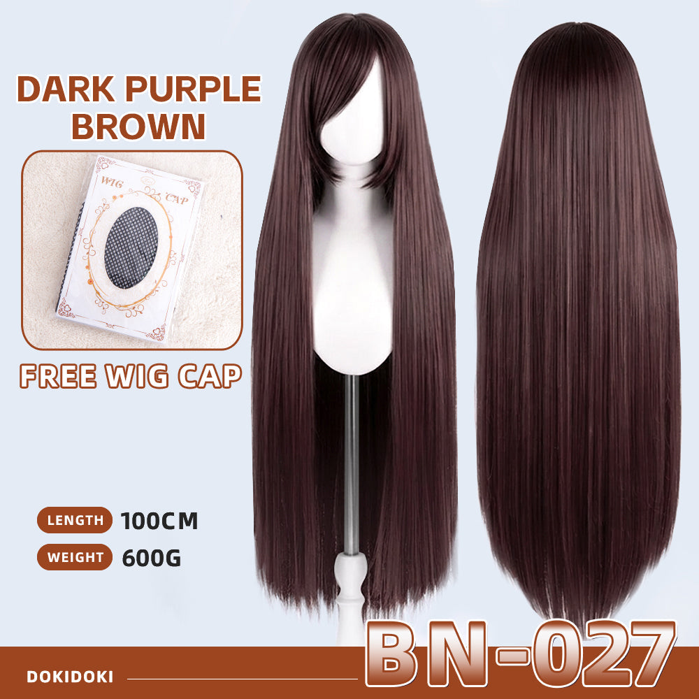 【Partially Ready For Ship】【Brown】DokiDoki Cosplay Wig Basic Wig Long Straight Brown 100 CM Hair Wig Base