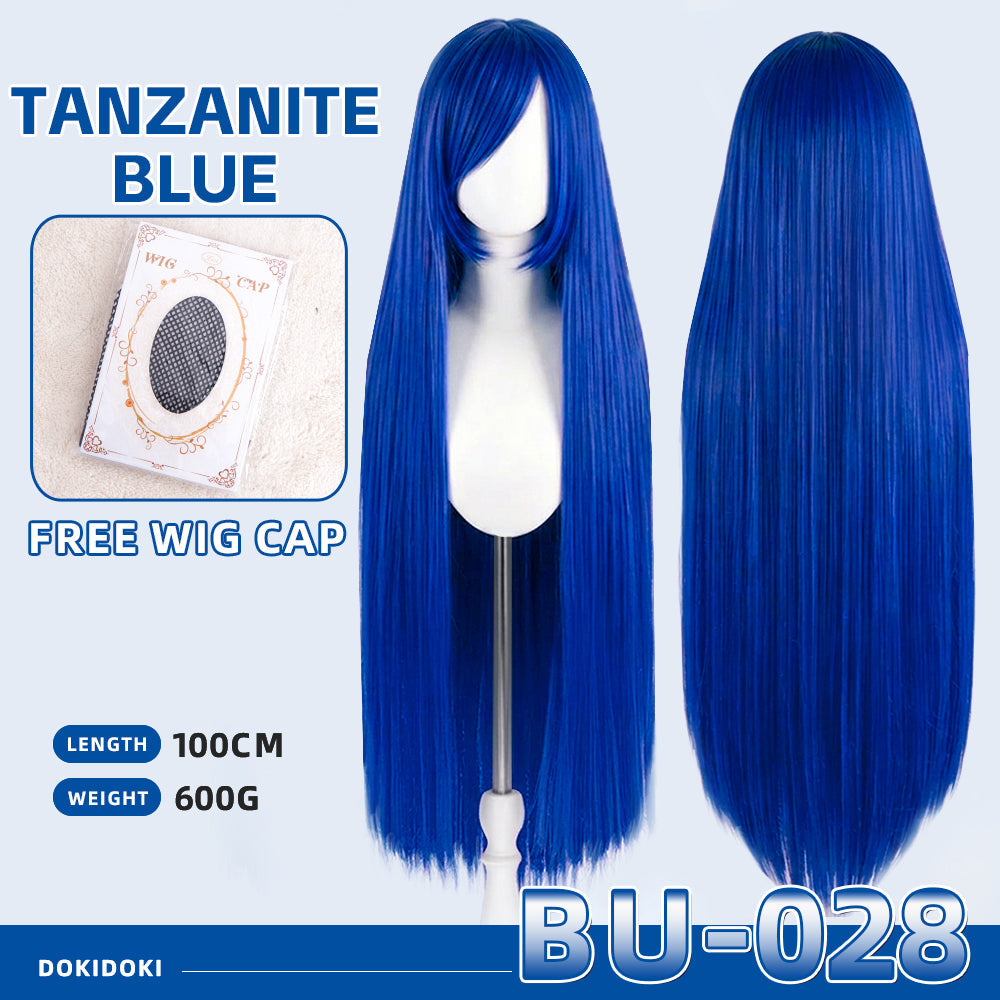 【Partially Ready For Ship】【Blue】DokiDoki Cosplay Wig Basic Wig Long Straight Blue 100 CM Hair Wig Base