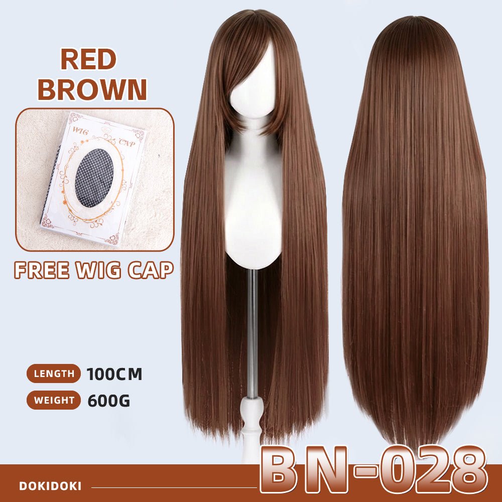 【Partially Ready For Ship】【Brown】DokiDoki Cosplay Wig Basic Wig Long Straight Brown 100 CM Hair Wig Base