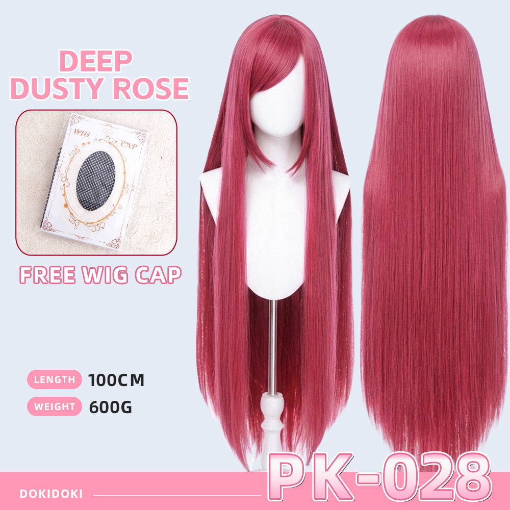 【Ready For Ship】【Pink】DokiDoki Cosplay Wig Basic Wig Long Straight Pink 100 CM Hair Wig Base