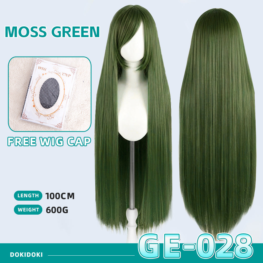 【Partially Ready For Ship】【Green】DokiDoki Cosplay Wig Basic Wig Long Straight Green 100 CM Hair Wig Base