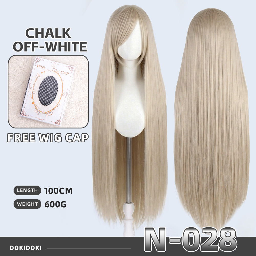 【Partially Ready For Ship】DokiDoki Cosplay Wig Basic Wig Long Straight Black White Silver 100 CM Hair Wig Base