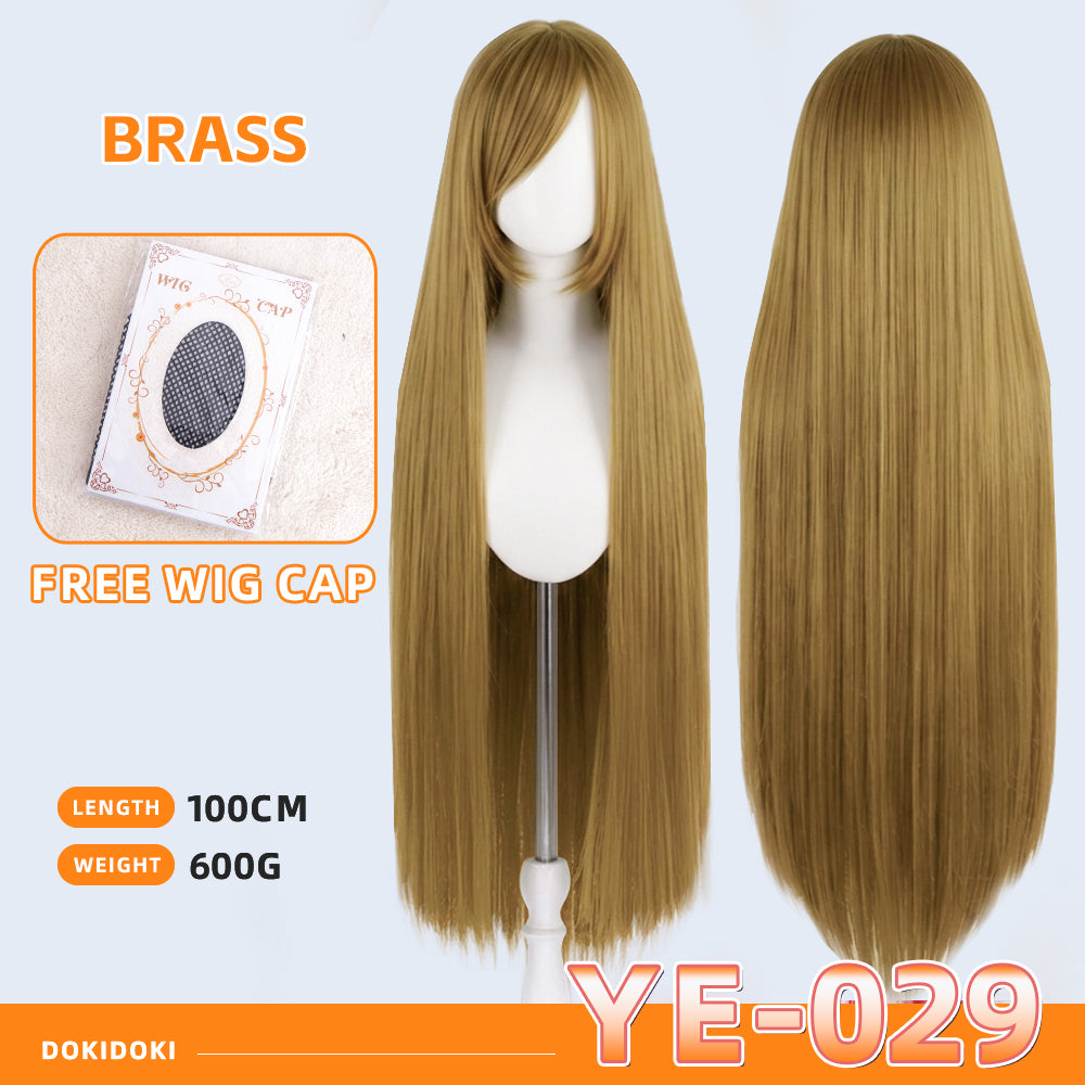 【Partially Ready For Ship】【Yellow】DokiDoki Cosplay Wig Basic Wig Long Straight Yellow 100 CM Hair Wig Base