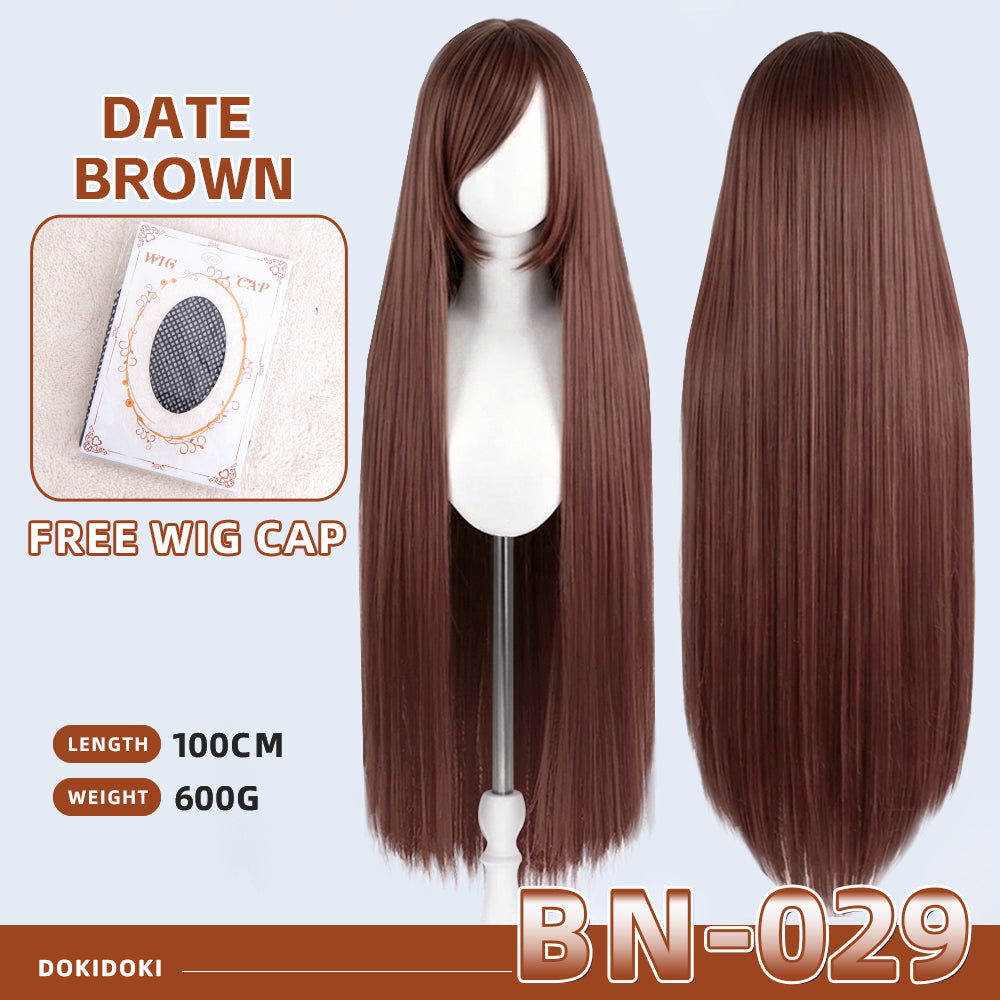 【Partially Ready For Ship】【Brown】DokiDoki Cosplay Wig Basic Wig Long Straight Brown 100 CM Hair Wig Base