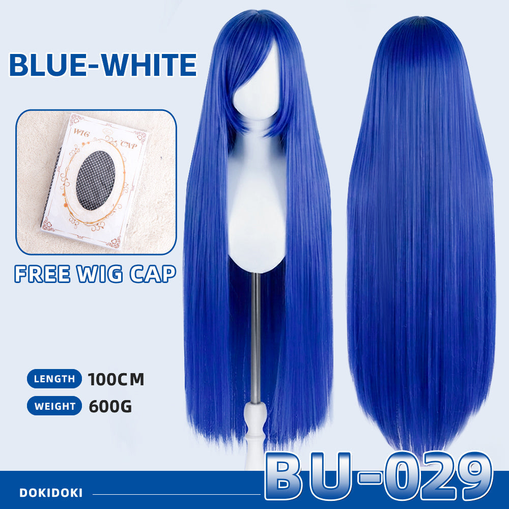【Partially Ready For Ship】【Blue】DokiDoki Cosplay Wig Basic Wig Long Straight Blue 100 CM Hair Wig Base
