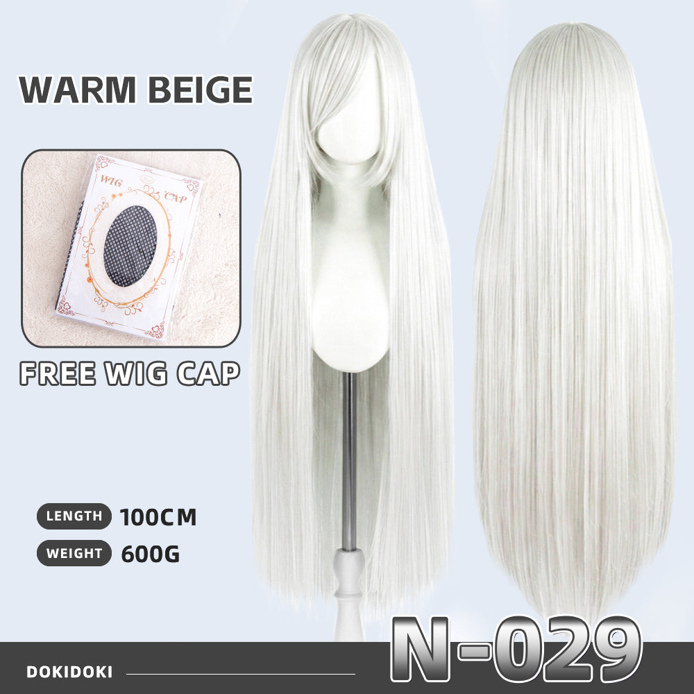 【Partially Ready For Ship】DokiDoki Cosplay Wig Basic Wig Long Straight Black White Silver 100 CM Hair Wig Base
