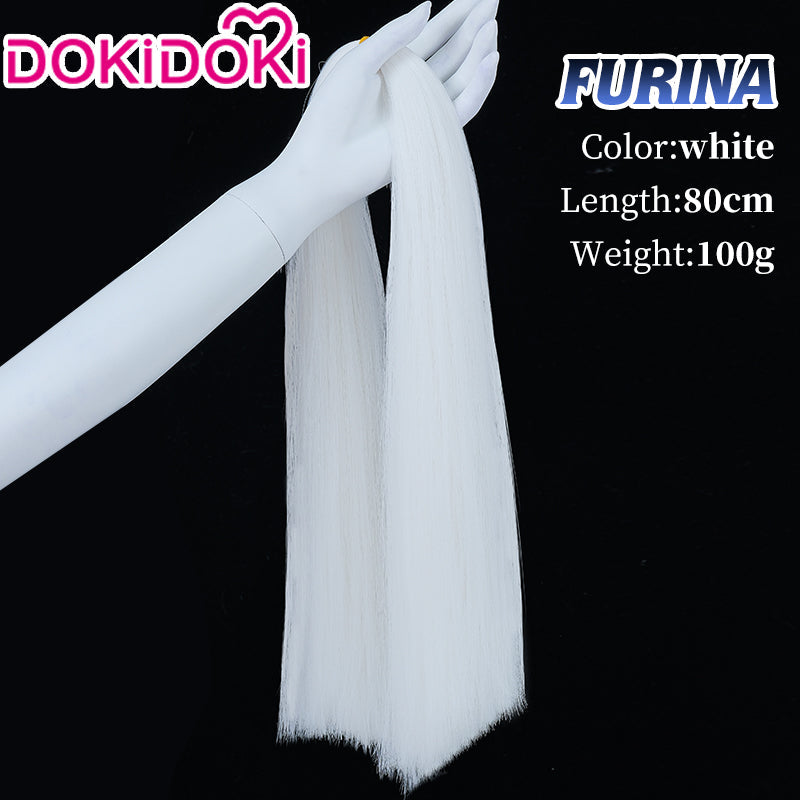 【Ready For Ship】DokiDoki Game Genshin Impact Cosplay Fontaine Focalors Wig Long White Blue Curly Furina Wig / Fake Eyelashes / Hat/ Wefts