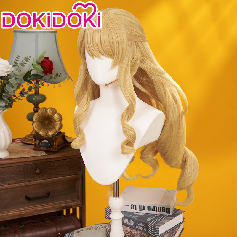 【US/EU LOCAL SHIPPING 】DokiDoki Game Genshin Impact Wig Cosplay Fontaine Navia Cosplay Wig Long Curly Yellow Hair