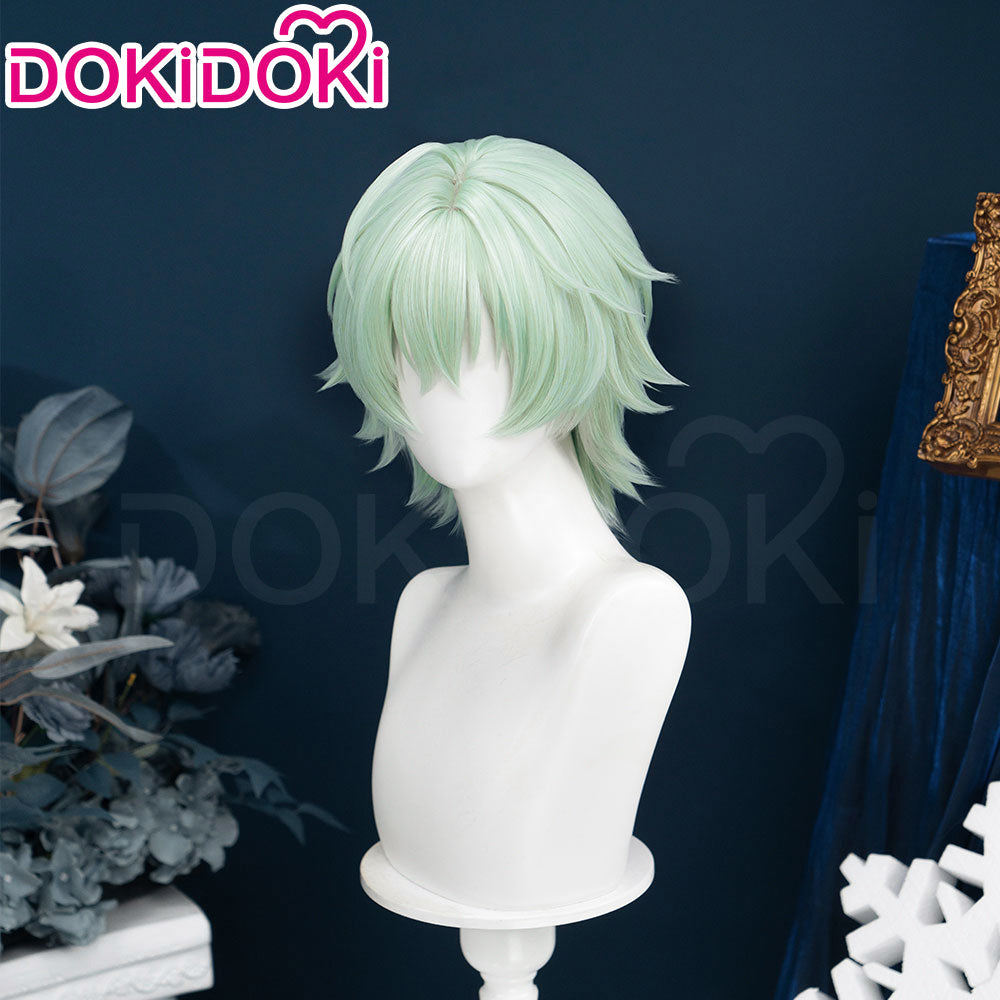 【Ready For Ship】DokiDoki Game Genshin Impact Cosplay Alyosha Wig Short Green Hair Snezhnaya Sudden Snow