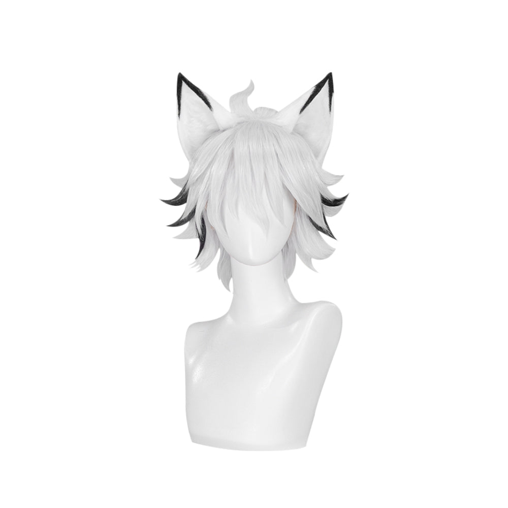 【Ready For Ship】DokiDoki Game Zenless Zone Zero Cosplay Von Lycaon Wig Short Straight White Black Hair/ Ear ZZZ