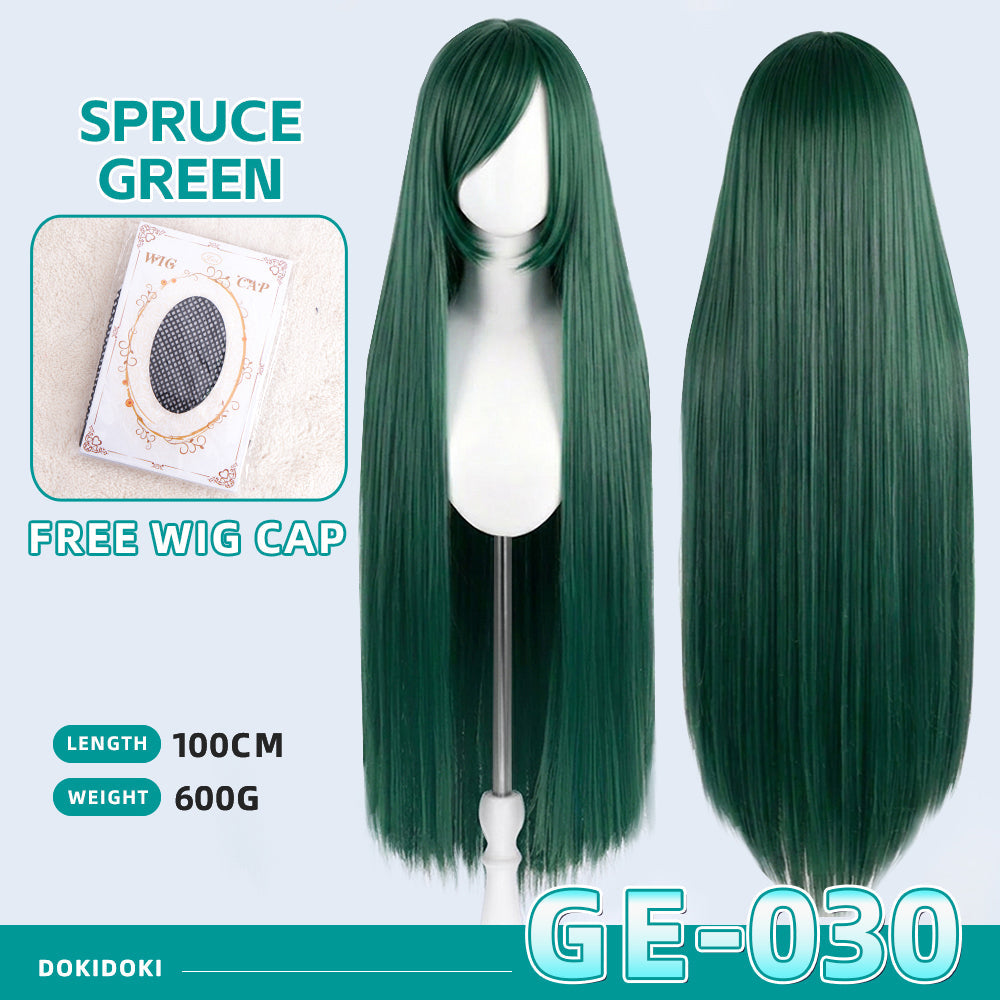 【Partially Ready For Ship】【Green】DokiDoki Cosplay Wig Basic Wig Long Straight Green 100 CM Hair Wig Base