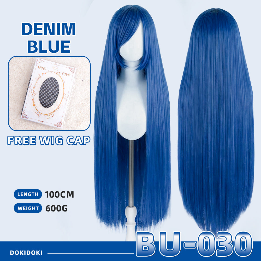 【Partially Ready For Ship】【Blue】DokiDoki Cosplay Wig Basic Wig Long Straight Blue 100 CM Hair Wig Base