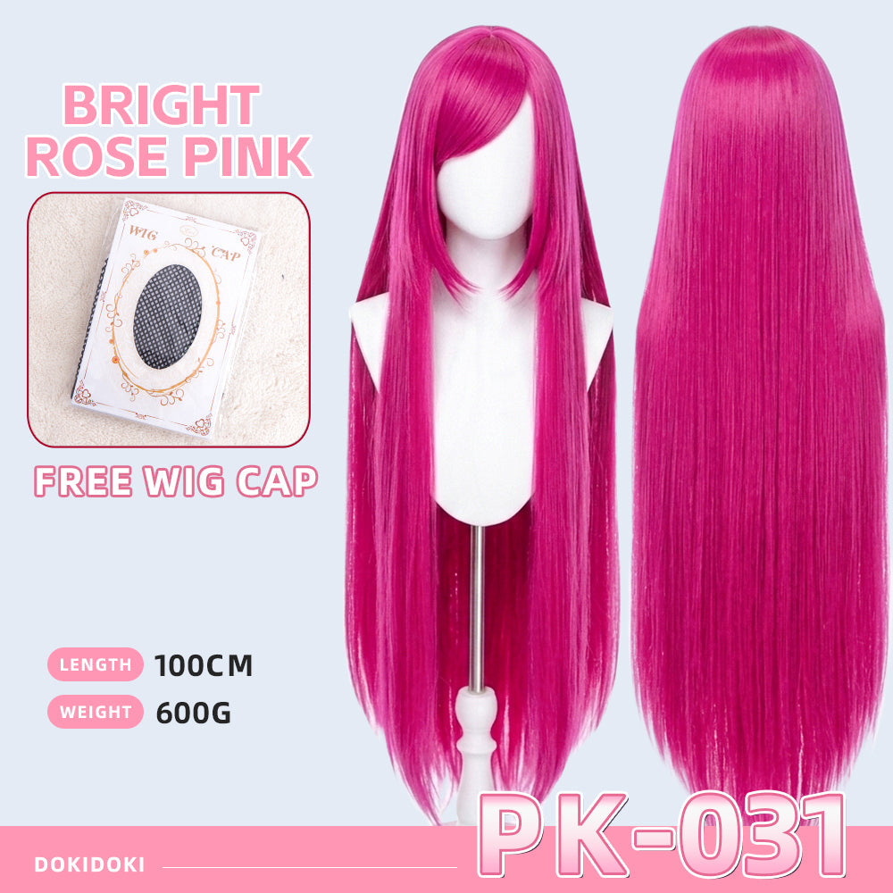 【Ready For Ship】【Pink】DokiDoki Cosplay Wig Basic Wig Long Straight Pink 100 CM Hair Wig Base