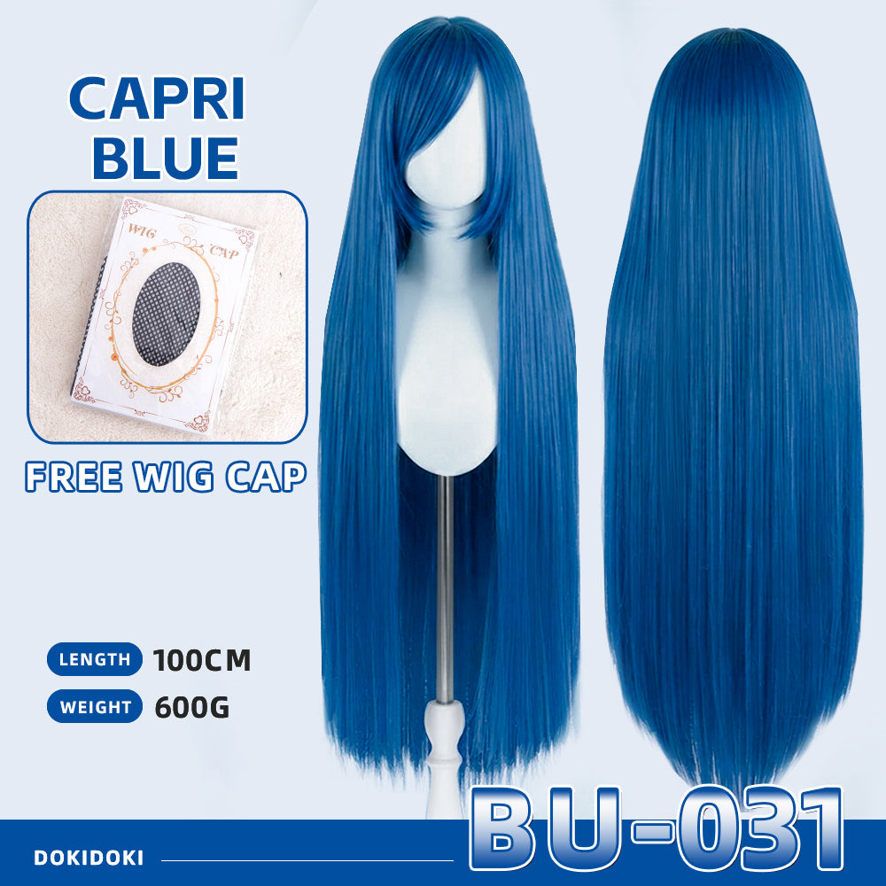 【Partially Ready For Ship】【Blue】DokiDoki Cosplay Wig Basic Wig Long Straight Blue 100 CM Hair Wig Base