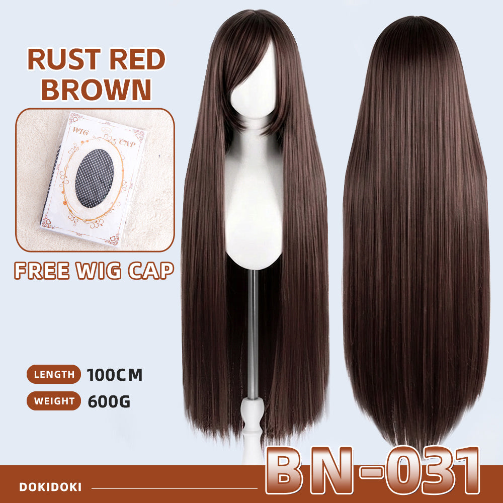 【Partially Ready For Ship】【Brown】DokiDoki Cosplay Wig Basic Wig Long Straight Brown 100 CM Hair Wig Base