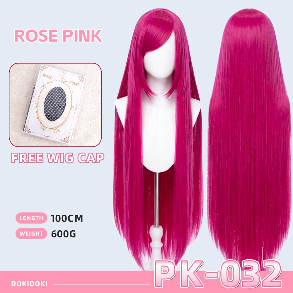 【Ready For Ship】【Pink】DokiDoki Cosplay Wig Basic Wig Long Straight Pink 100 CM Hair Wig Base