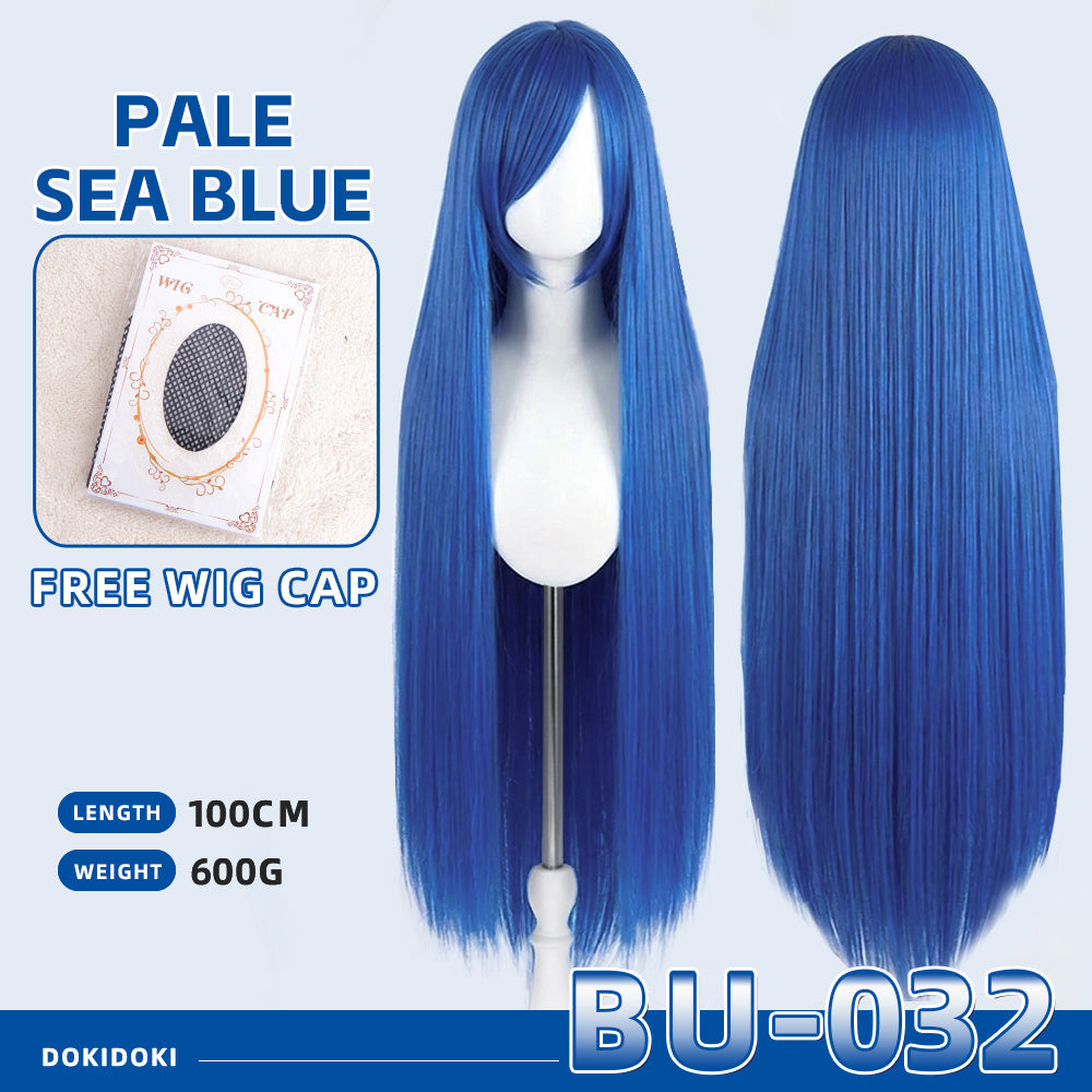【Partially Ready For Ship】【Blue】DokiDoki Cosplay Wig Basic Wig Long Straight Blue 100 CM Hair Wig Base