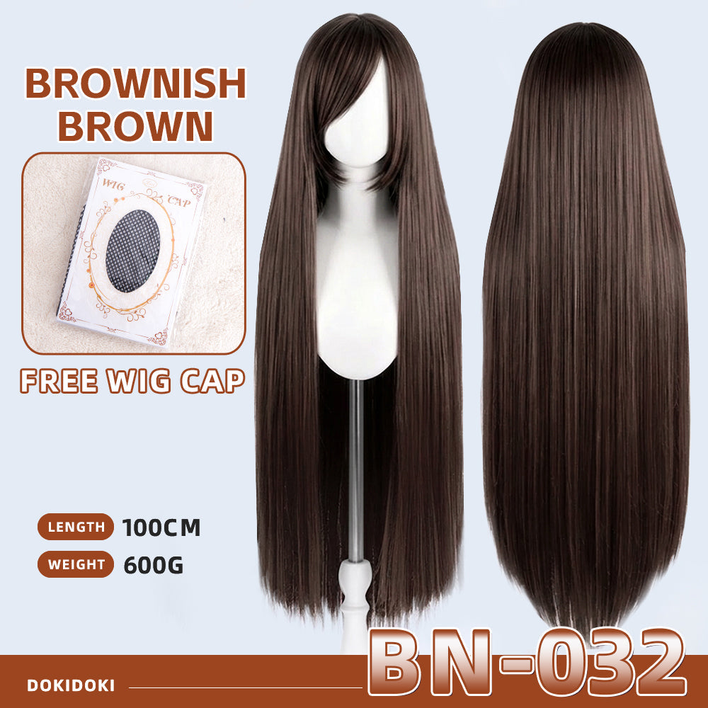 【Partially Ready For Ship】【Brown】DokiDoki Cosplay Wig Basic Wig Long Straight Brown 100 CM Hair Wig Base
