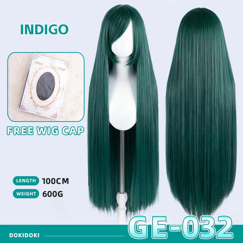 【Partially Ready For Ship】【Green】DokiDoki Cosplay Wig Basic Wig Long Straight Green 100 CM Hair Wig Base