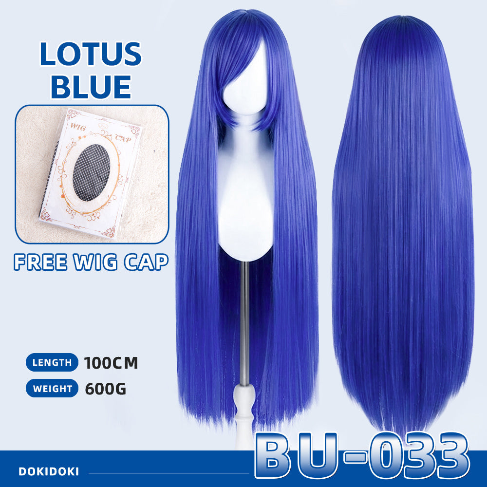 【Partially Ready For Ship】【Blue】DokiDoki Cosplay Wig Basic Wig Long Straight Blue 100 CM Hair Wig Base