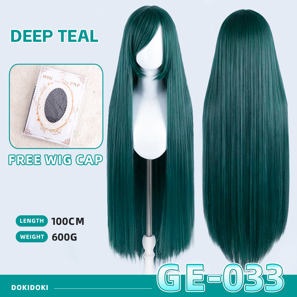 【Partially Ready For Ship】【Green】DokiDoki Cosplay Wig Basic Wig Long Straight Green 100 CM Hair Wig Base