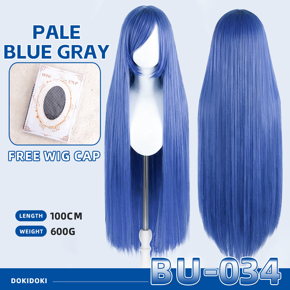 【Partially Ready For Ship】【Blue】DokiDoki Cosplay Wig Basic Wig Long Straight Blue 100 CM Hair Wig Base