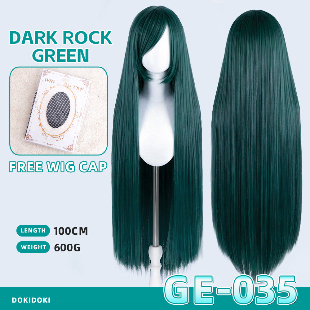 【Partially Ready For Ship】【Green】DokiDoki Cosplay Wig Basic Wig Long Straight Green 100 CM Hair Wig Base