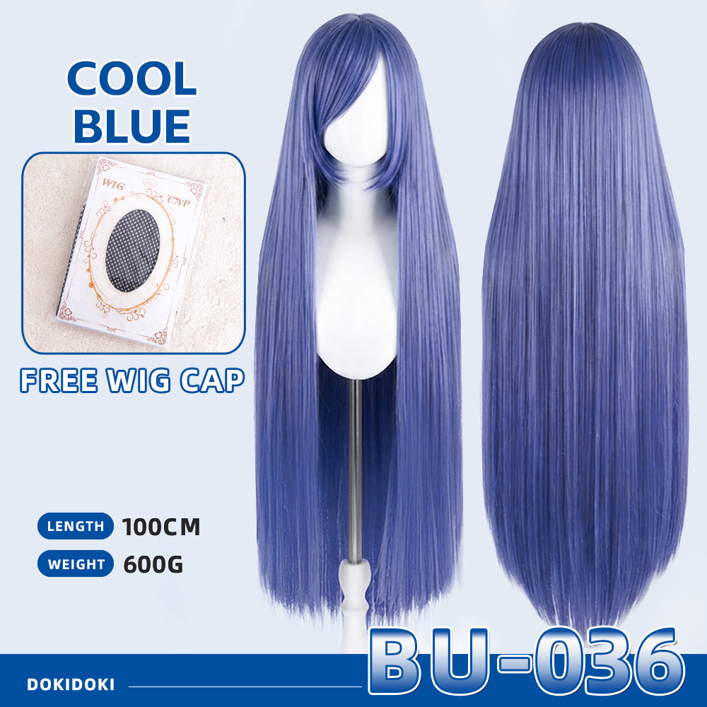 【Partially Ready For Ship】【Blue】DokiDoki Cosplay Wig Basic Wig Long Straight Blue 100 CM Hair Wig Base
