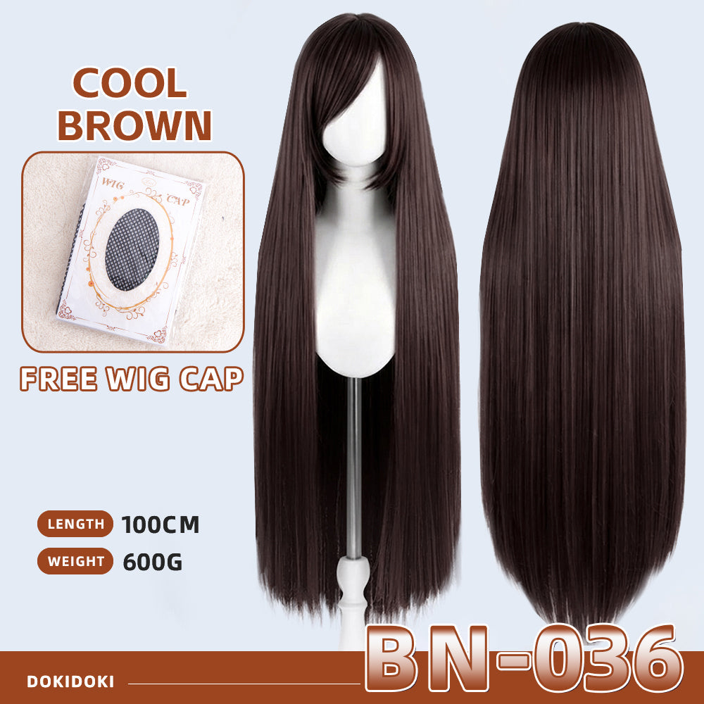 【Partially Ready For Ship】【Brown】DokiDoki Cosplay Wig Basic Wig Long Straight Brown 100 CM Hair Wig Base