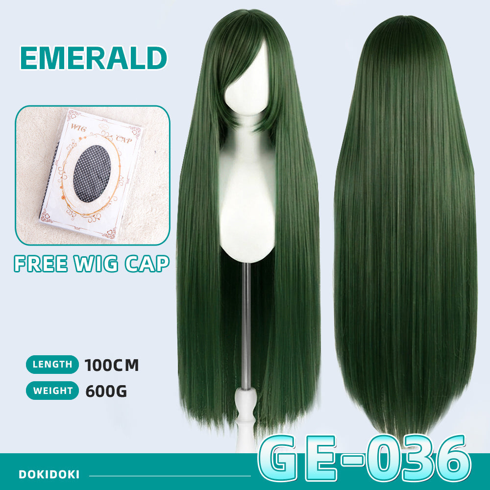 【Partially Ready For Ship】【Green】DokiDoki Cosplay Wig Basic Wig Long Straight Green 100 CM Hair Wig Base