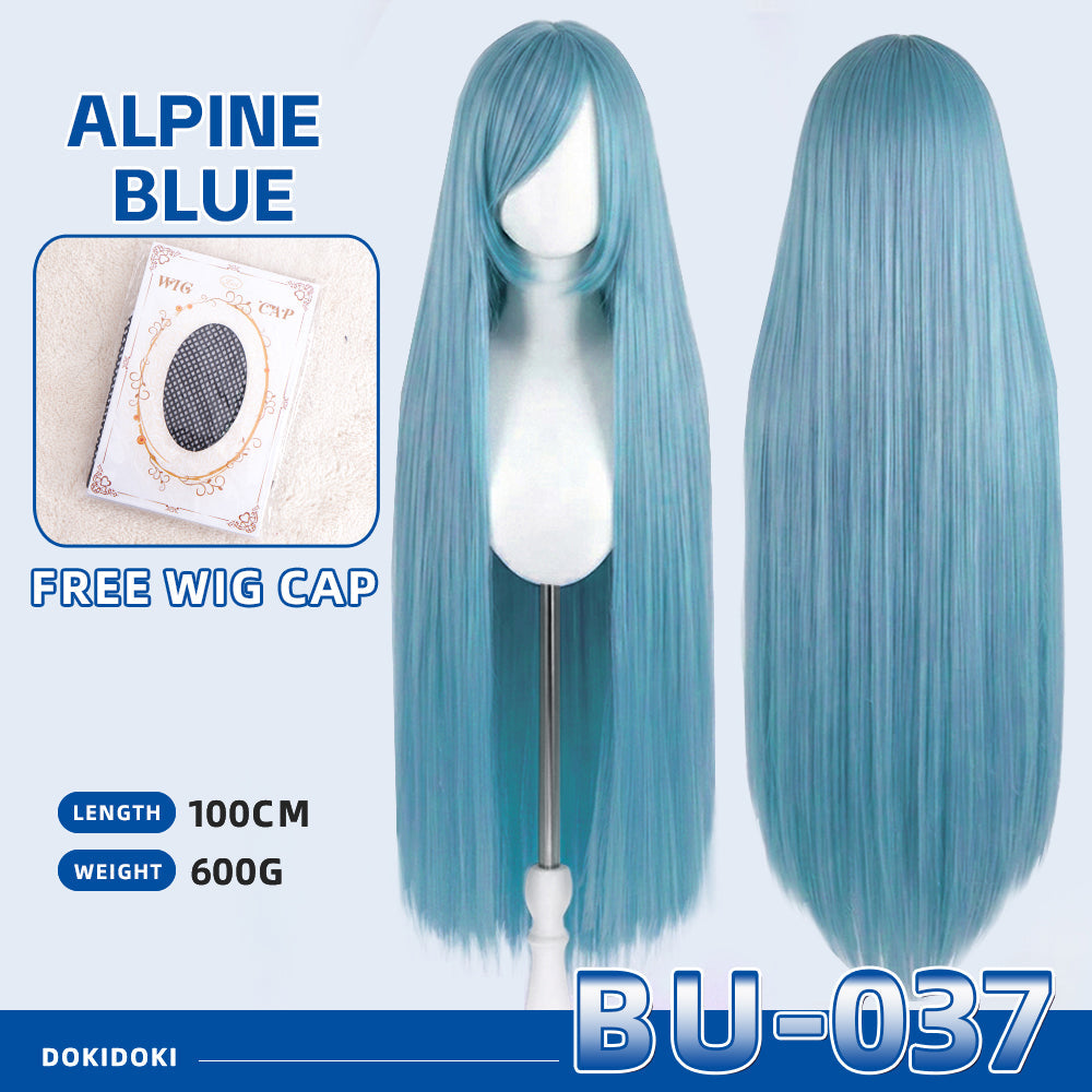 【Partially Ready For Ship】【Blue】DokiDoki Cosplay Wig Basic Wig Long Straight Blue 100 CM Hair Wig Base