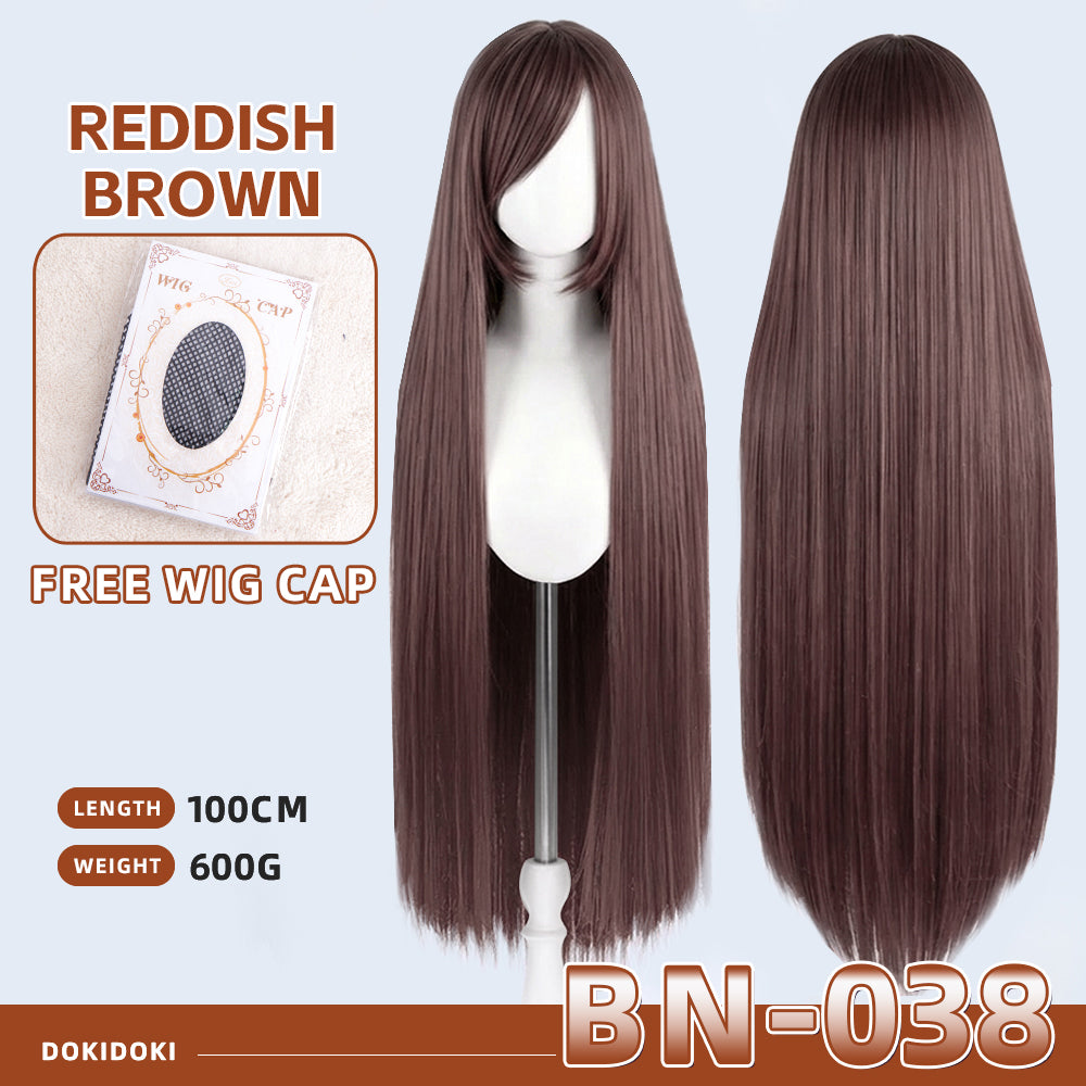 【Partially Ready For Ship】【Brown】DokiDoki Cosplay Wig Basic Wig Long Straight Brown 100 CM Hair Wig Base