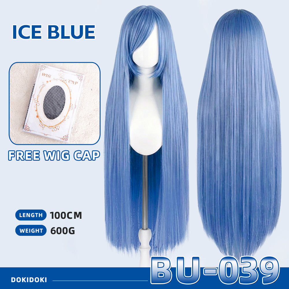【Partially Ready For Ship】【Blue】DokiDoki Cosplay Wig Basic Wig Long Straight Blue 100 CM Hair Wig Base