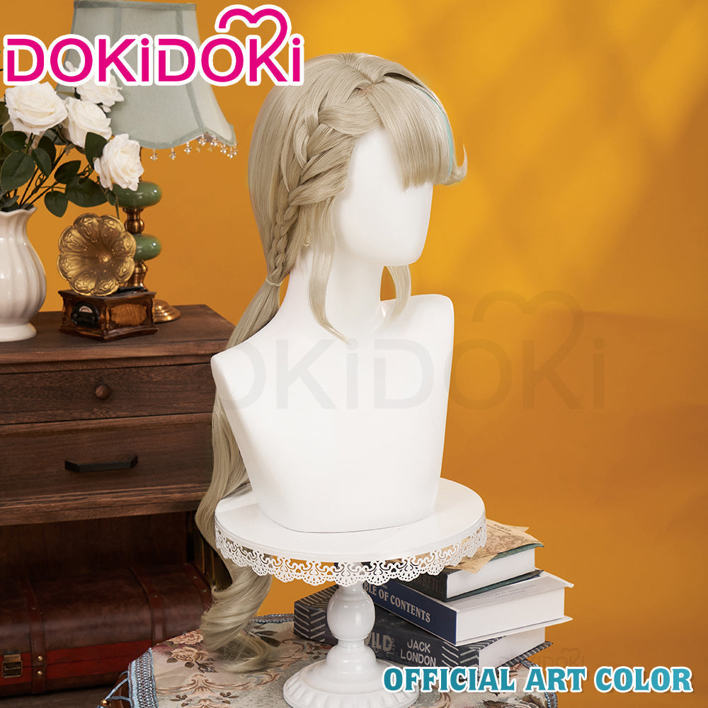 【US LOCAL SHIPPING 】DokiDoki Game Genshin Impact Cosplay Fontaine  Lynette Wig / Ears Silver Cute Green Hight Hair
