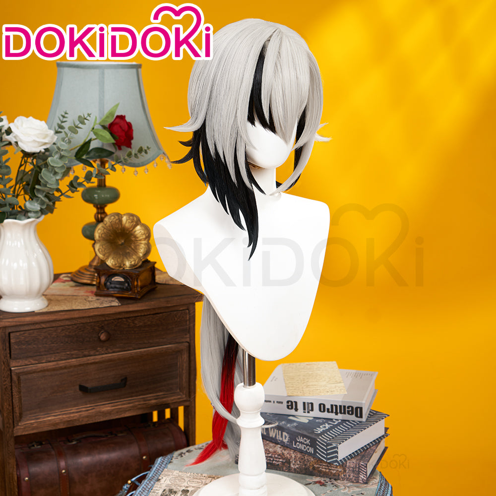 【Partially Ready For Ship】DokiDoki Game Genshin Impact Fontaine Fatui Harbinger Cosplay The Knave Arlecchino Wig Long Straight White Red Gradient Hair / Ear Clip / Wefts / Childhood Ver. / Youth Ver. / Boss Ver.