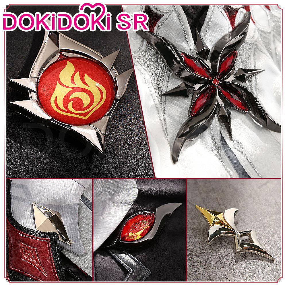 【US/EU LOCAL SHIPPING 】【Size S-2XL】DokiDoki-SR Game Genshin Impact Fontaine Fatui Harbinger Cosplay The Knave Arlecchino Costume / Wig