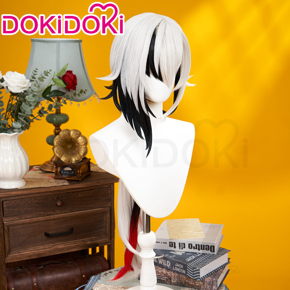 【Partially Ready For Ship】DokiDoki Game Genshin Impact Fontaine Fatui Harbinger Cosplay The Knave Arlecchino Wig Long Straight White Red Gradient Hair / Ear Clip / Wefts / Childhood Ver. / Youth Ver. / Boss Ver.