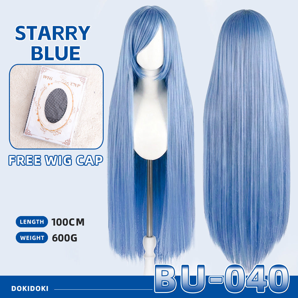 【Partially Ready For Ship】【Blue】DokiDoki Cosplay Wig Basic Wig Long Straight Blue 100 CM Hair Wig Base