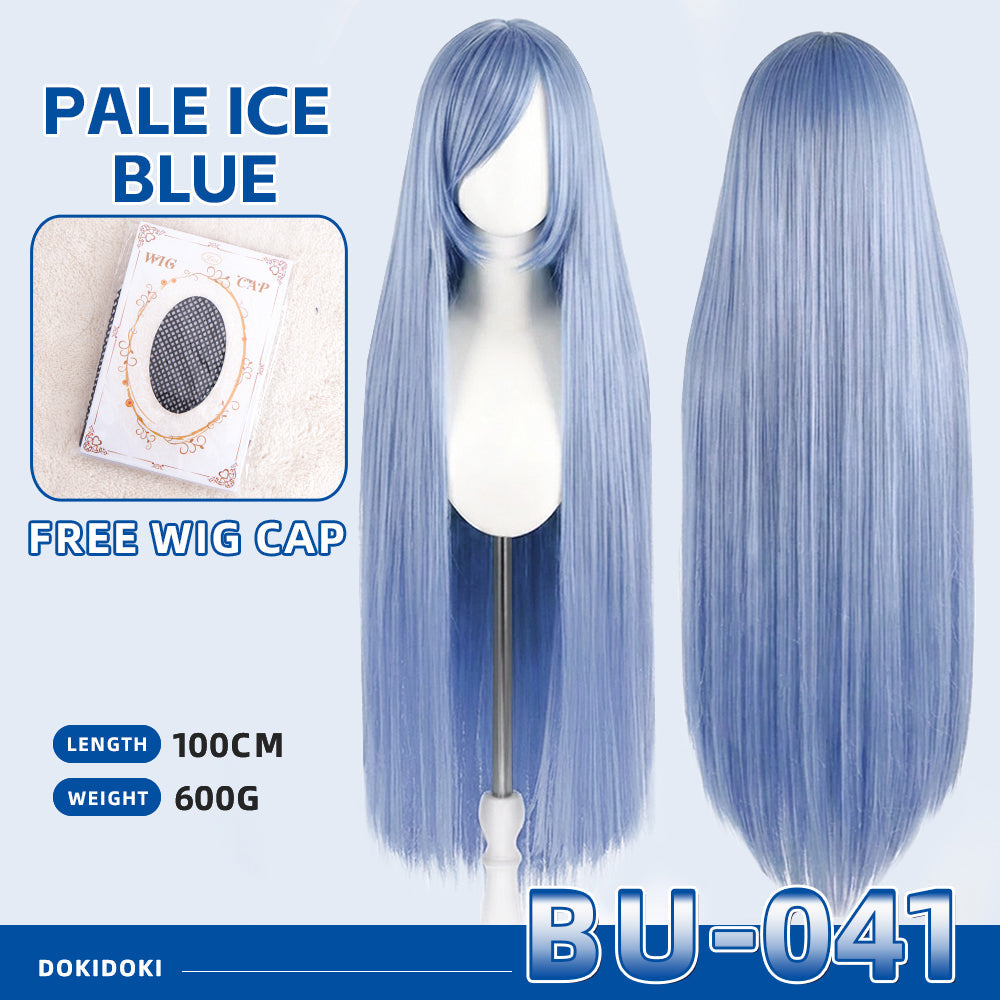 【Partially Ready For Ship】【Blue】DokiDoki Cosplay Wig Basic Wig Long Straight Blue 100 CM Hair Wig Base