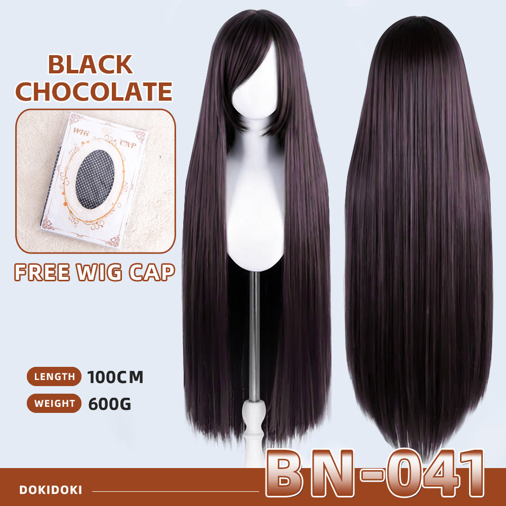 【Partially Ready For Ship】【Brown】DokiDoki Cosplay Wig Basic Wig Long Straight Brown 100 CM Hair Wig Base