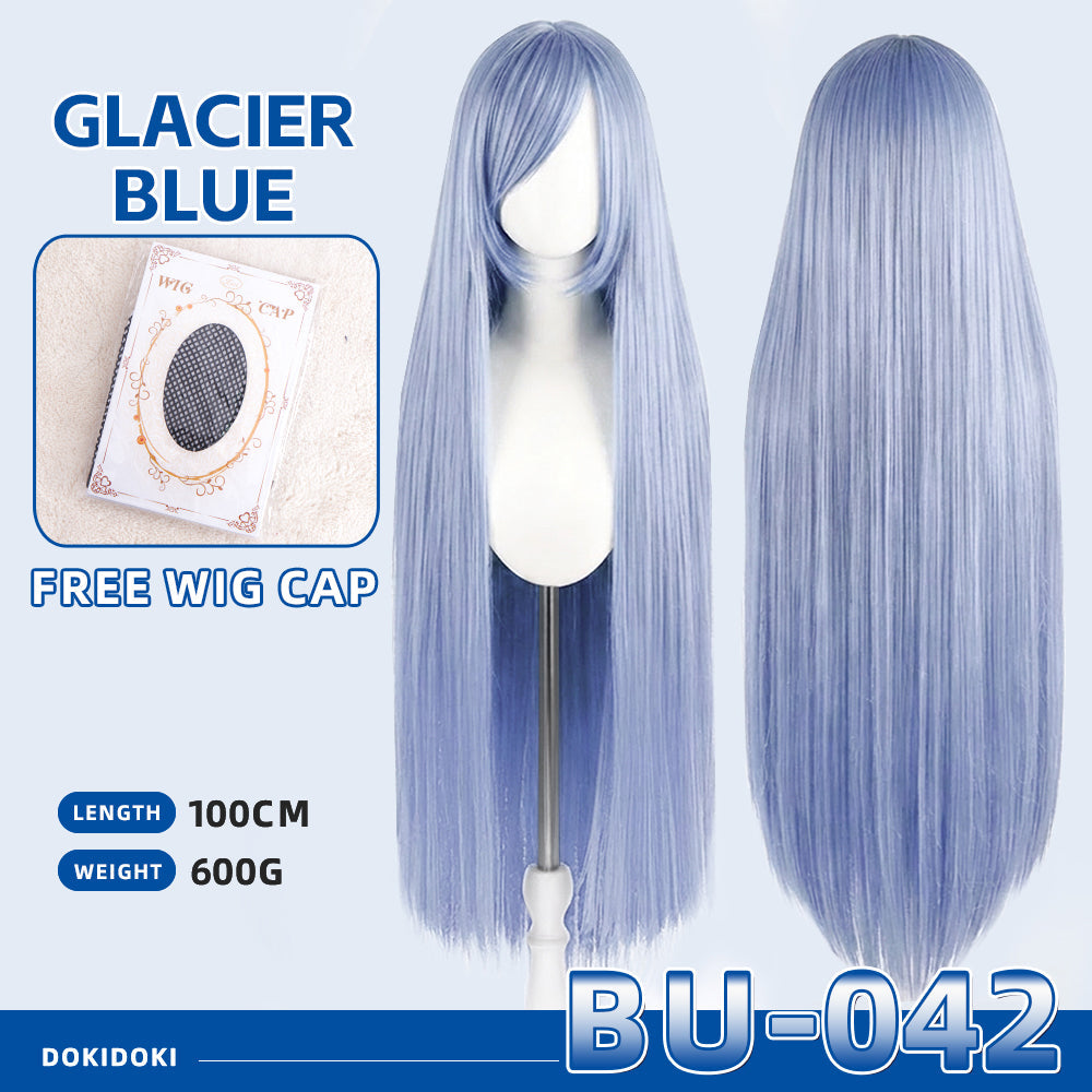 【Partially Ready For Ship】【Blue】DokiDoki Cosplay Wig Basic Wig Long Straight Blue 100 CM Hair Wig Base
